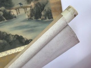 Japanese Hanging Scroll Kakejiku Landscape Hand Paint Silk Stamp Antique b328 8