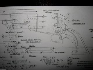 Colt Walker Full Size Plan Single Action Revolver Gun Black Powder Pre Civil War
