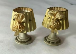 Vintage Dolly Dear Table Lamps With Yellow Shades