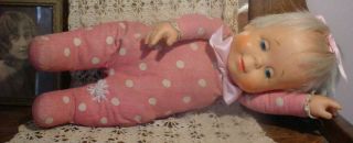 Vtg Older 1964 13  Drowsy " Vinyl Cloth Baby Doll Great Cheek Color Mattel Toy