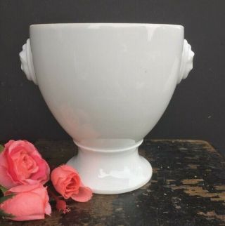 Antique French White Porcelain White Ironstone Sugar Bowl Condiment Jar Vase