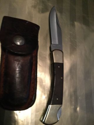 Vintage Klein Tools Inc 44037 Folding Knife W Belt Sheath Lock Blade Japan Made