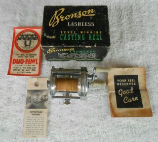Vintage Bronson Lashless 1700 Level Wind Casting Reel " Extra "