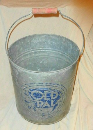Large Vintage Galvanized Old Pal Bucket 13 " Tall X 11 1/2 " Wide Take A Look