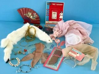 Vintage Doll Accessories Jewelry Stockings Fur Stole Madame Alexander Cissy Toni