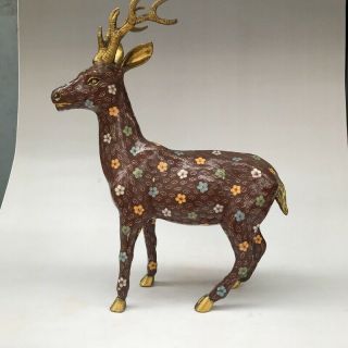 Chinese Ancient Cloisonne Statue Hand - Carved Exquisite Large Deer G13