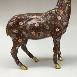 CHINESE ANCIENT CLOISONNE STATUE HAND - CARVED EXQUISITE LARGE DEER g13 7