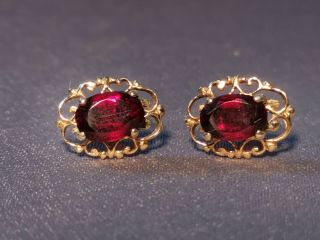 Fantastic Art Deco Antique Vintage Ladies 9ct Gold Vintage Garnet Earrings