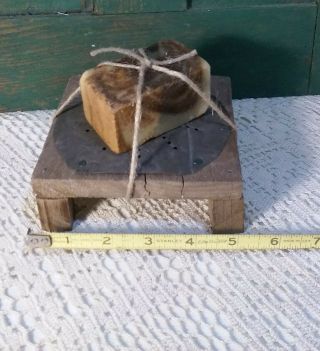 Primitive Vintage Wood Tin Soap Tray With Soap Bar Display Bathroom Kitchen