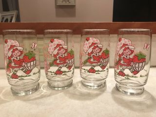 1980 Vintage Strawberry Shortcake Glasses American Greetings Set Of (4) Four