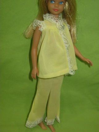Vintage Barbie 1970 Skipper Fashion 1749 Lemon Fluff Pajama Top & Pants Outfit