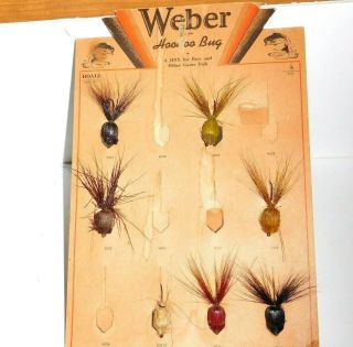 Vintage " Dealer Card " Weber " Hoodoo Bug " Fly Fishing Lures