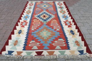 Antalya Turkish Kilim Rug Modern Kelim Wool Rug Floor Carpet 46 " X67,  7 " Area Rugs