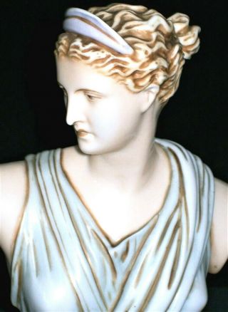 Antique German Dresden Kpm Lady Goddess Diana Mythology Porcelain Bust Figurine