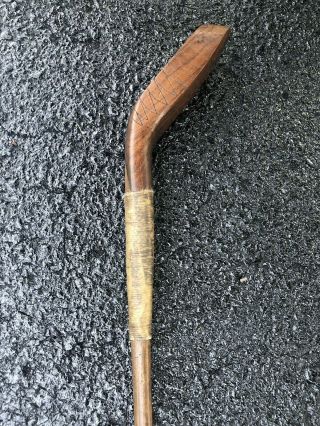 ANTIQUE GOLF CLUB LONG NOSE ? HICKORY WOOD SIGNED H JOHNSON 1880 ' s ? 3