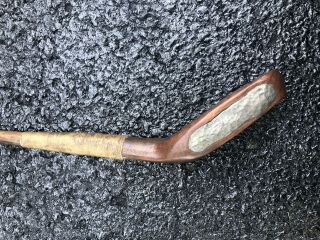 ANTIQUE GOLF CLUB LONG NOSE ? HICKORY WOOD SIGNED H JOHNSON 1880 ' s ? 4
