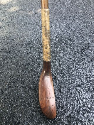 ANTIQUE GOLF CLUB LONG NOSE ? HICKORY WOOD SIGNED H JOHNSON 1880 ' s ? 5