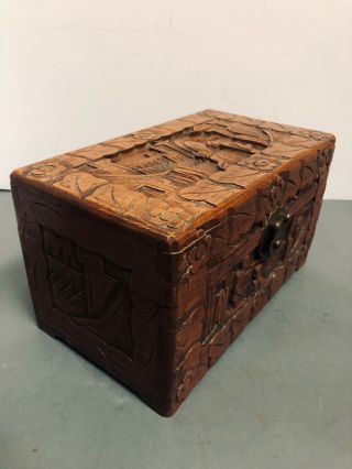 VINTAGE ASIAN WOOD CARVED CHINA BOX 4