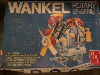 Vintage Amt 1/4 Scale Wankel Rotary Engine Plastic Model Kit T575 Visible Motor
