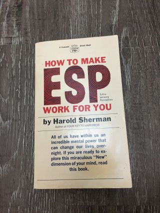 How To Make Esp Work For You By Harold Sherman - Paperback 1964 Vintage Book