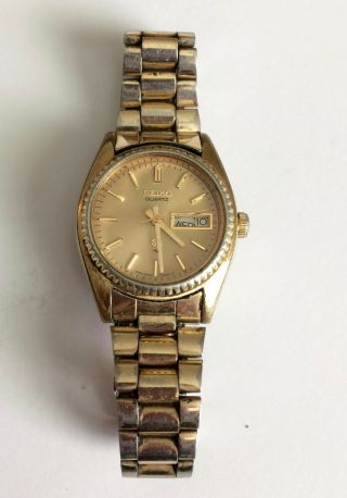 Vintage Woman’s Seiko Quartz Watch,  2623 - 0059 G,  Gold - Tone Finish,  Not Running