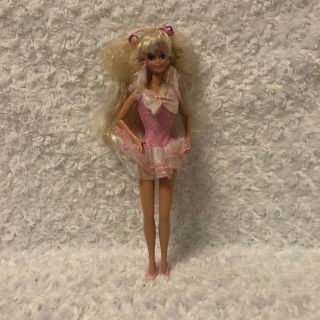 1991 Mattel Pretty Surprise Barbie Doll Pink Dress Headband Earrings Ring Shoes