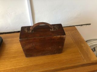 Vintage Wood Case With Leather Carry Handle