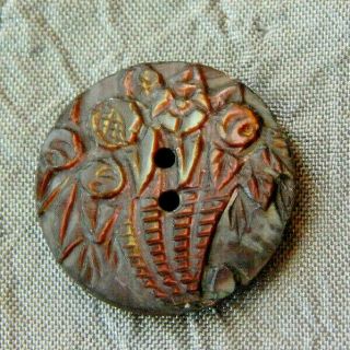 Antique Vintage Button Carved Mother Of Pearl 905 - A