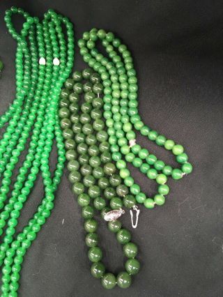Antique Or Vintage Chinese Peking Glass Or Jadeite Bead Necklace X5 2