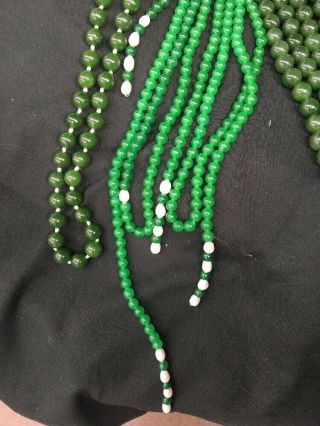 Antique Or Vintage Chinese Peking Glass Or Jadeite Bead Necklace X5 4