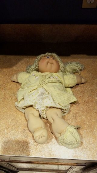 Vintage Cabbage Patch Doll 1978,  1982 Blonde Hair Blue Eyes Pigtails