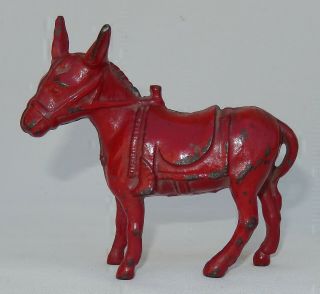 Vintage Or Antique Cast Iron Red Arcade Mule,  Donkey,  Horse Still Penny Bank