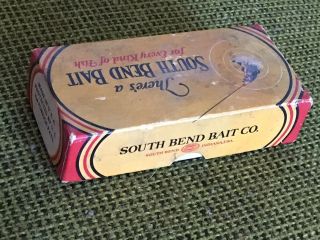 Vintage South Bend 973 RH,  Bass Oreno Wood Fishing Lure w/ Box 3