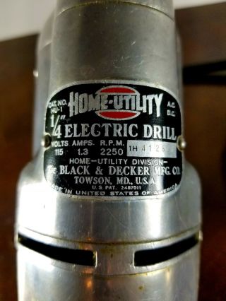 Vintage Black & Decker Home Utility 1/4” Electric Drill antique ray gun hole 2