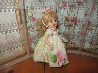 Vintage Muffie 8 " Strung Doll - Taffeta Dress