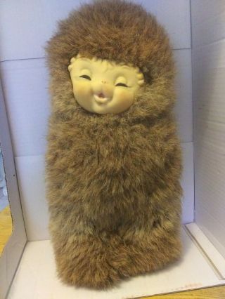 Vintage Rubber Faced Rushton Stuffed Toy Fur Baby