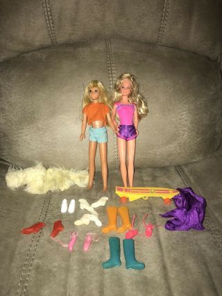 Vintage 1970’s Teen And Malibu Skipper Barbie Doll,  Clothes Shoes Boots