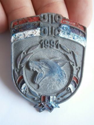 Rrr Jso 1991 Serbia Serbian Police Unit Hat Cap Badge Pin Krajina Medal Wolf