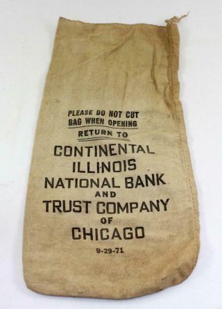 Vintage Continental Illinois National Bank & Trust Co.  Of Chicago Bank Bag
