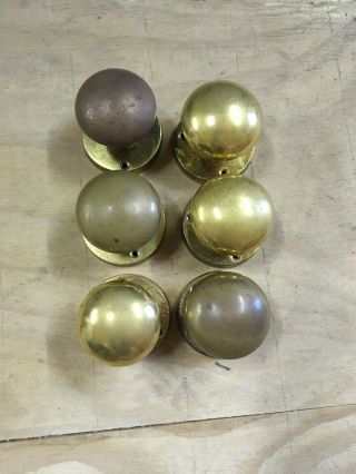 Vintage Reclaimed Brass Door Knobs Handles.  (diameter 5 Cm)