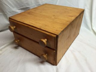 Antique Vintage 2 Drawer Storage Chest Dovetail Sewing Jewelry