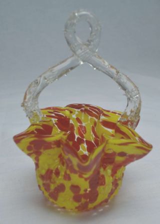 Antique Victorian Thorn Handle Czech Art Glass Basket