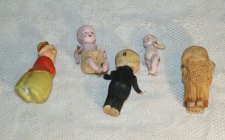 Five Antique / Vintage German Dollhouse Dolls 4