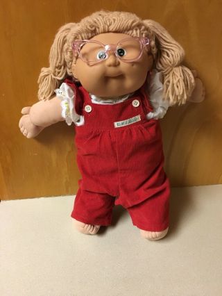 Cabbage Patch Doll Girl Blonde Hair Blue Eyes Glasses 1978 1982 Xavier Roberts