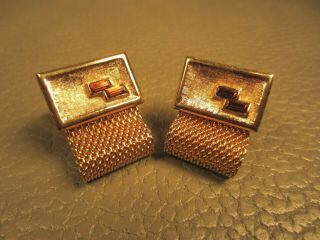 Vintage Amber Colored Glass Wrap Around Snap Yellow Gold Plated Cuff Links