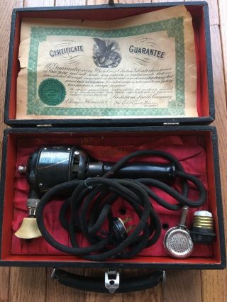 White Cross Antique Electric Vibrator Model 24 Quack Medicine Attatchments Case