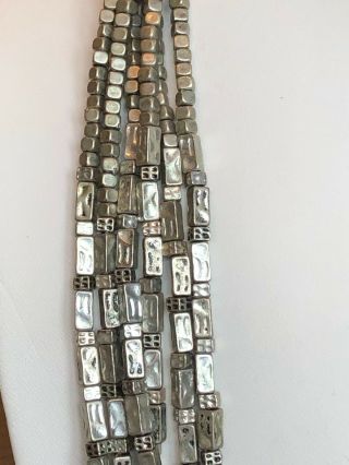 CHICO ' S Antiqued Silver CHUNKY BEADED Textured Multi Strand Statement NECKLACE 5