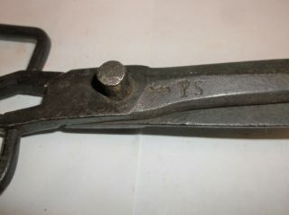 Cool Old Antique Vintage Hand Forged 9 " Scissors Primitve Shears Ps Stamp