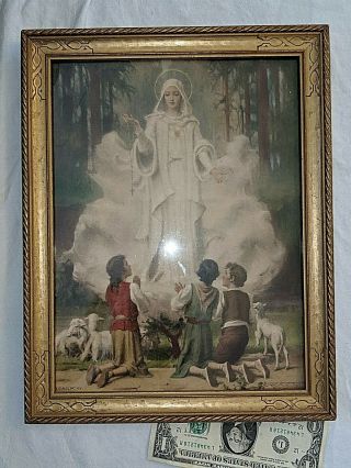Gorgeous Antique Catholic Print Our Lady Of Fatima By Bosseron Chambers Eg Co.