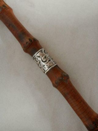 Antique H/m Repousse Silver B ' ham 1897 Wangy Bamboo Teachers Cane Stick 81cm 4